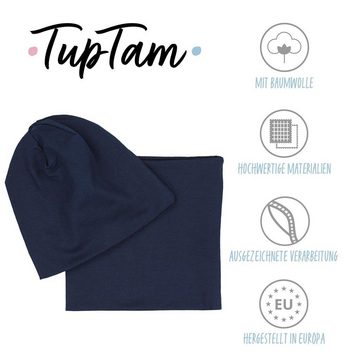 TupTam Mütze & Schal Jungen Kinder Beanie Mütze mit Loop 2er Set Basic Herbst Winter