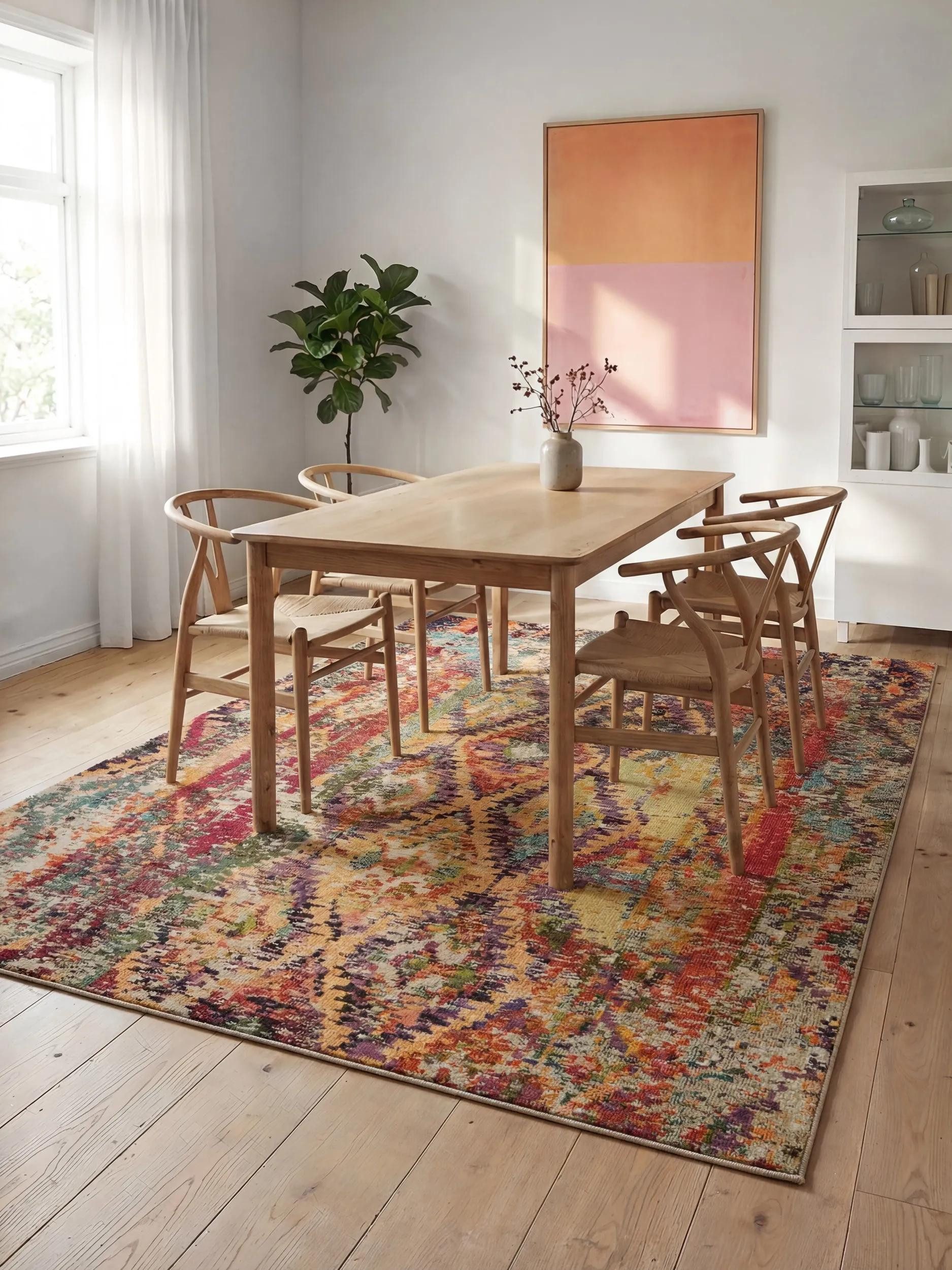 benuta Teppich Casa, rechteckig, Höhe: 11 mm, Teppich Wohnzimmer, Esszimmer, Schlafzimmer, Flur, Farbenfroh, Retro