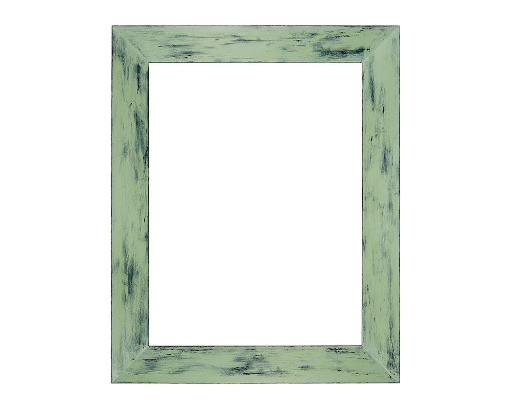 ASR Rahmendesign Wandspiegel Murray, 79x99 cm, Mattgrün/Schwarz, Facettenspiegel, Shabby-Chic