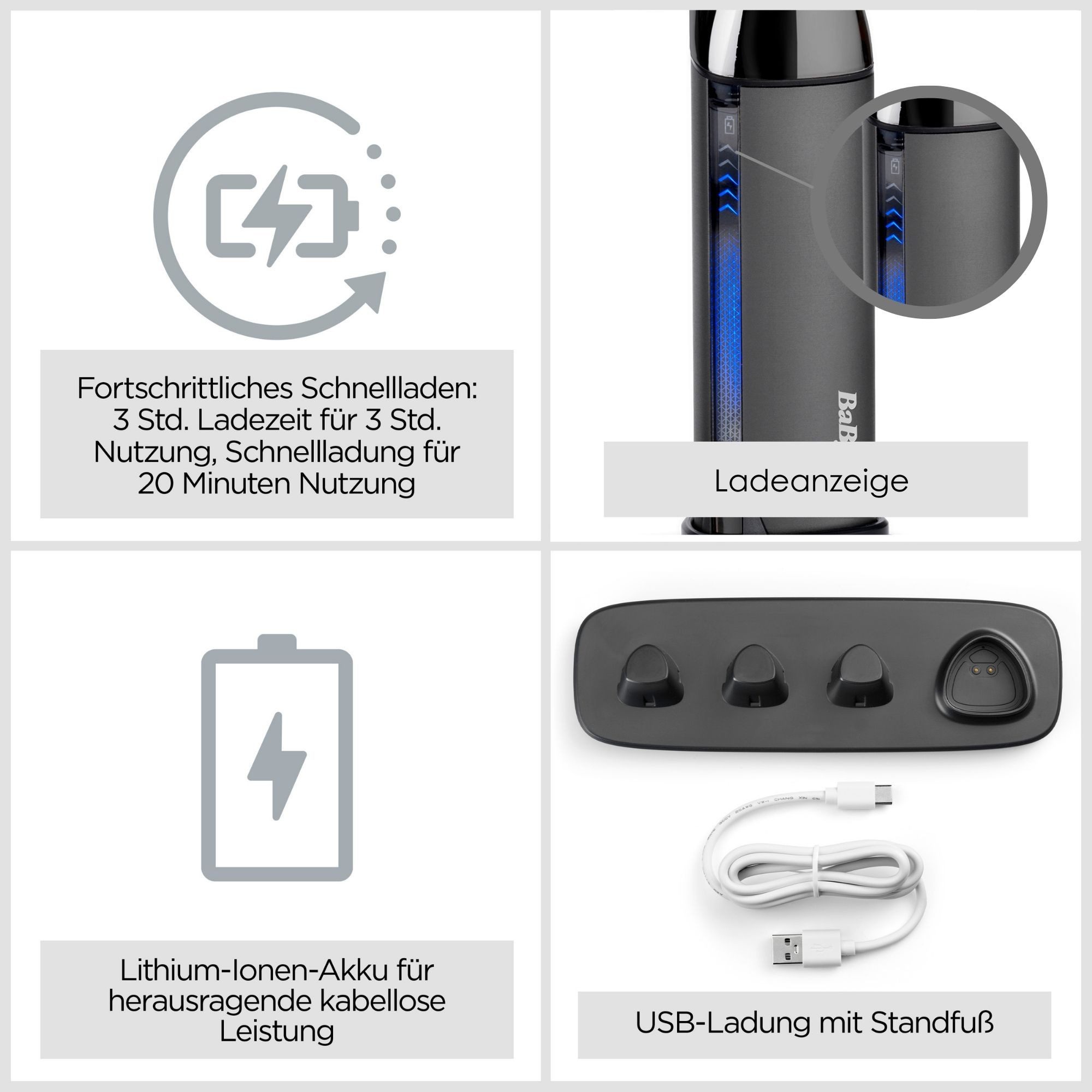 BaByliss Multifunktionstrimmer BaByliss Super-X Metal 15-in-1 Multitrimmer für Bart & Körper, MT991E, Titan-Klinge, 15 Aufsätze und Kammführungen, USB-Ladestation, kabellos