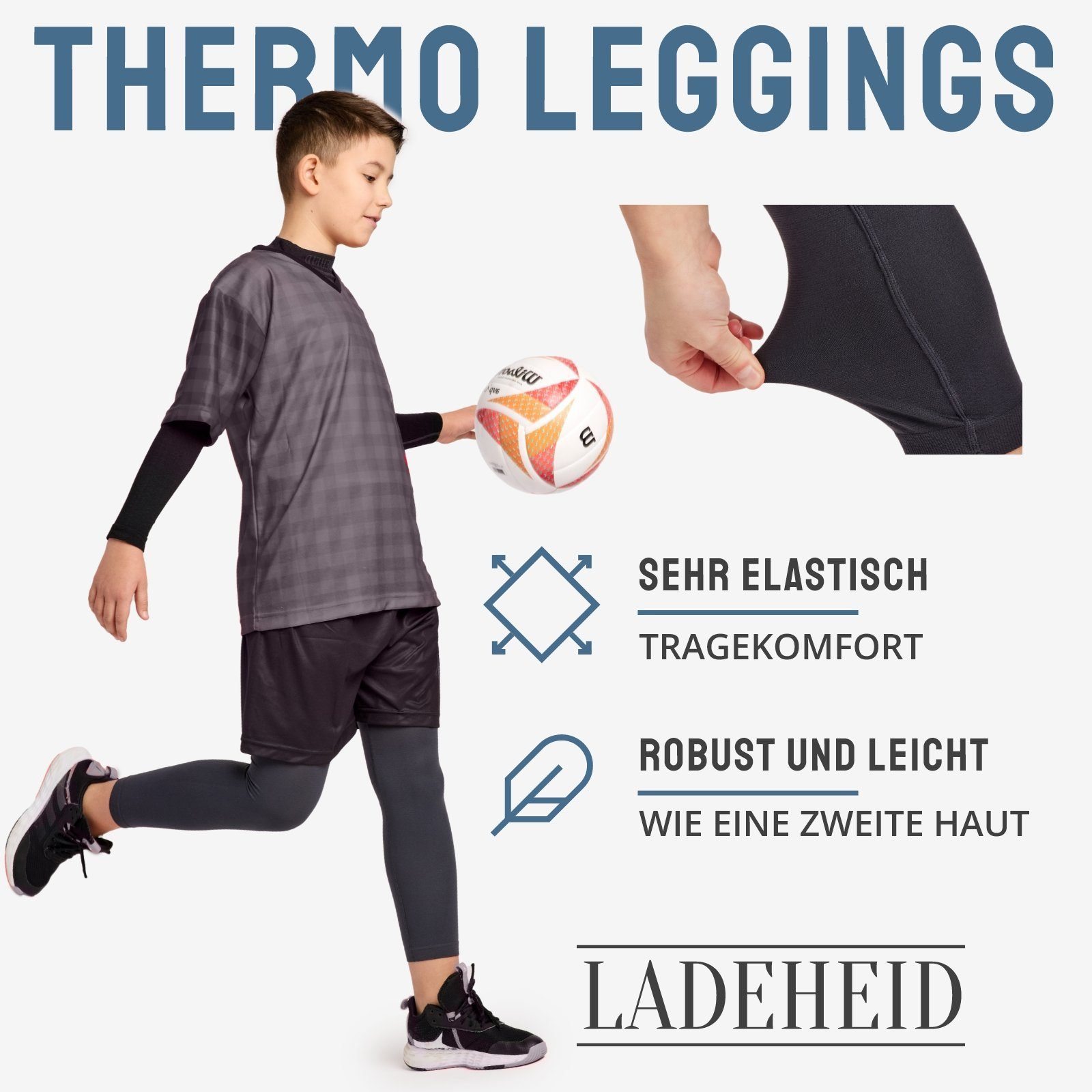 Ladeheid Funktionsunterhose Lange Unterhosen Kinder Jungen für Winter Sport Fußball LA40-259-TMPK (1-St) – Bild 3 von 5