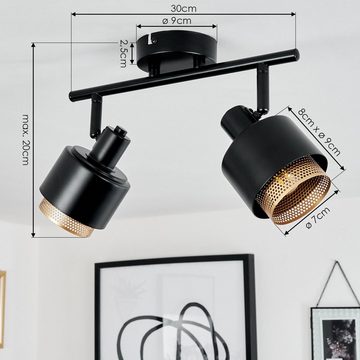 hofstein Deckenleuchte »Tormine« moderne Deckenlampe aus Metall in Schwarz/Goldfarben, ohne Leuchtmittel, Leuchte im Retro/Vintage-Design mit verstellbaren Schirmen (9cm), E14