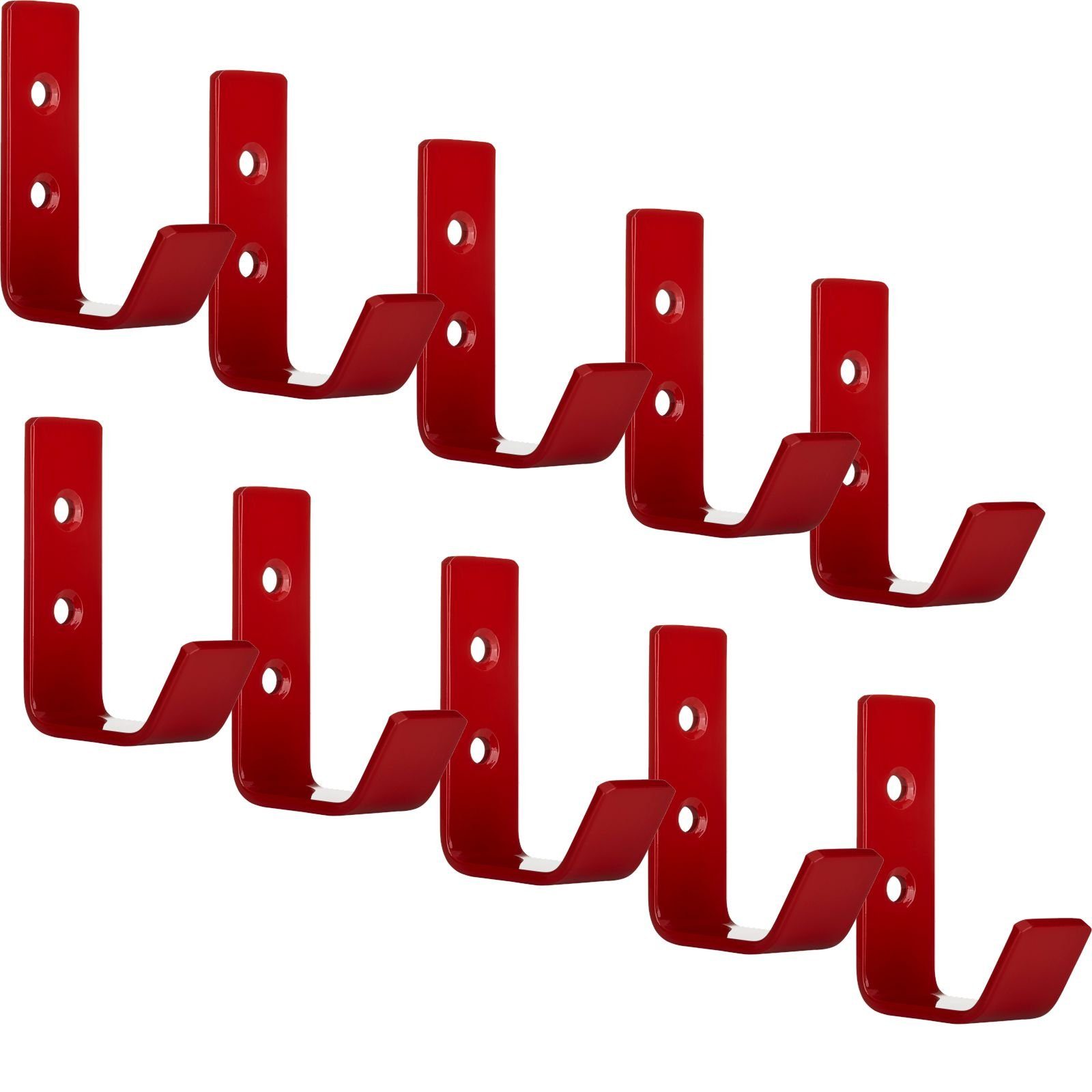 SO-TECH® Kleiderhaken Wandhaken, aus Edelstahl, 60 x 20 x 45 mm, (10-St), kleiner Jackenhaken mit abgerundeten Kanten signalrot