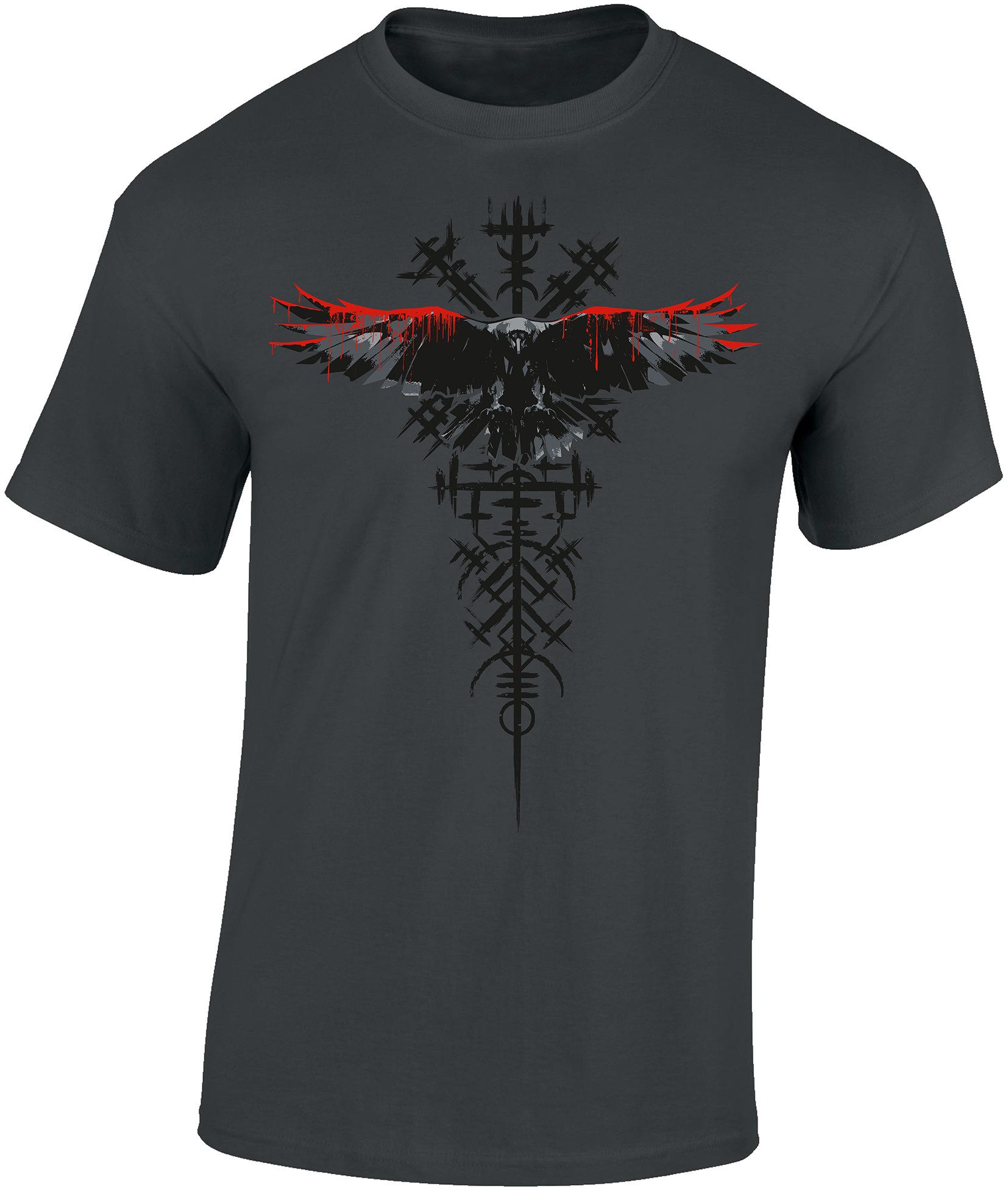 Baddery Print-Shirt Wikinger T-Shirt: „Blutrabe“ - Viking Shirt - Nordisches Raben Shirt, hochwertiger Siebdruck, auch Übergrößen, aus Baumwolle