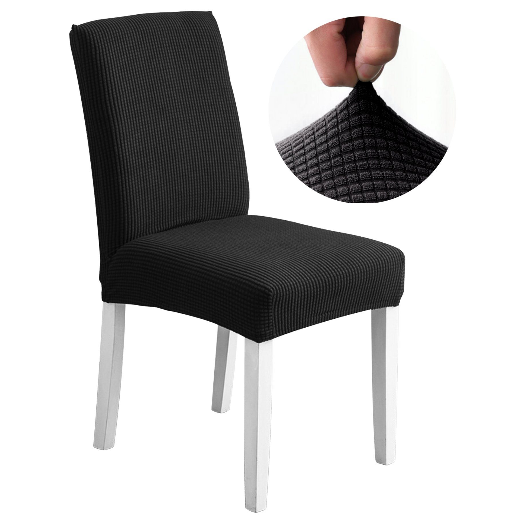Abnehmbare Stuhlbezug Stühle, MULISOFT, Sitzflächenhusse Hussen Stretch für Stuhlhussen, mit schwarz-M Gummiband Waschbar