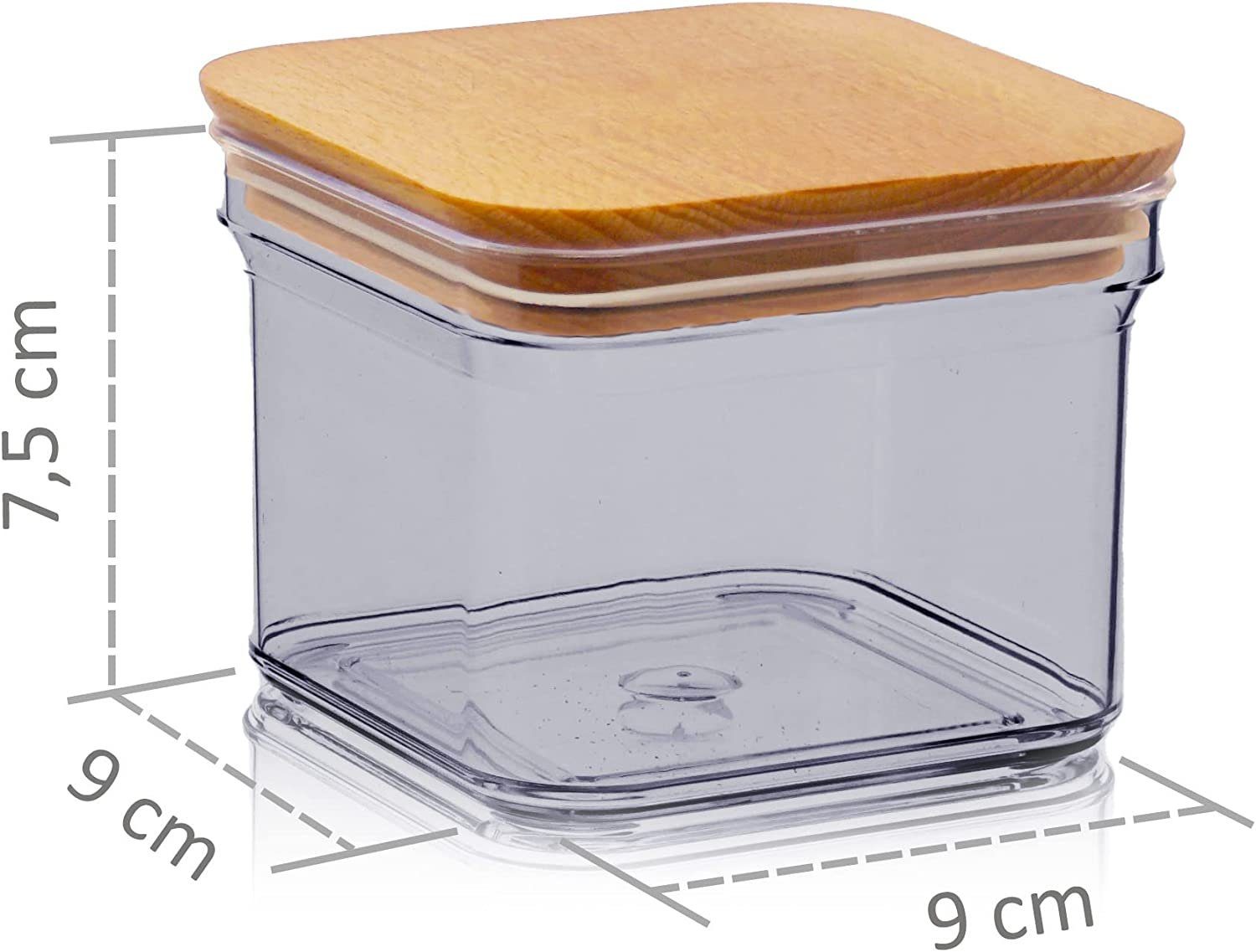 Deckel 3-tlg), 0,5 Lashuma Liter mit Transparent Vorratsdose, Frischhaltedosen Kunststoff, (Set, eckig Anthrazit