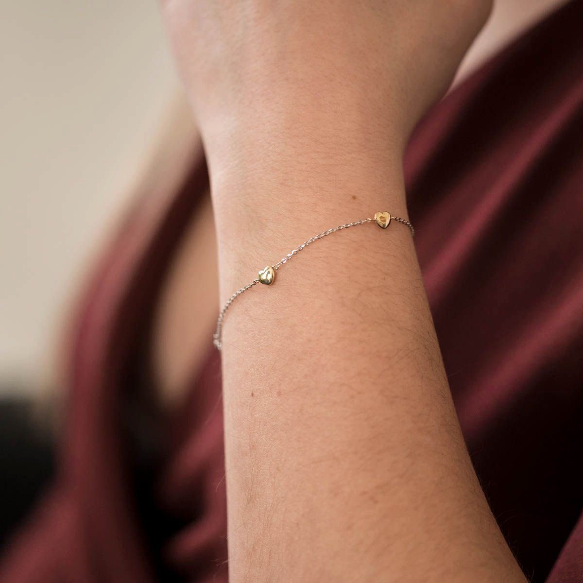 Materia Goldarmband Herzen Bicolor Gelbgold Weißgold GA-18, 357 Gelbgold, 3 günstig online kaufen