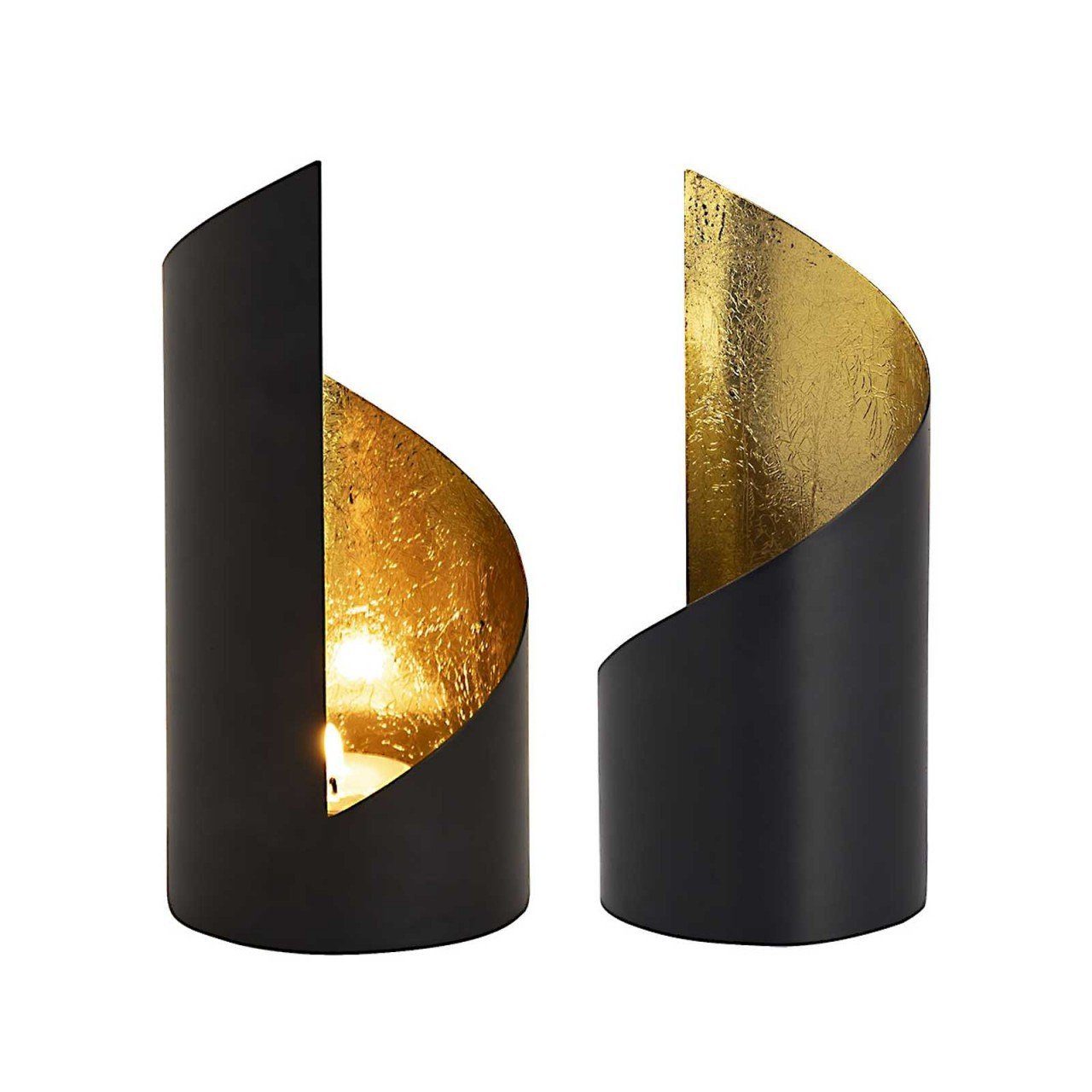 Blumentopf LAID Metallblech Teelichthalter Schwarz/Gold