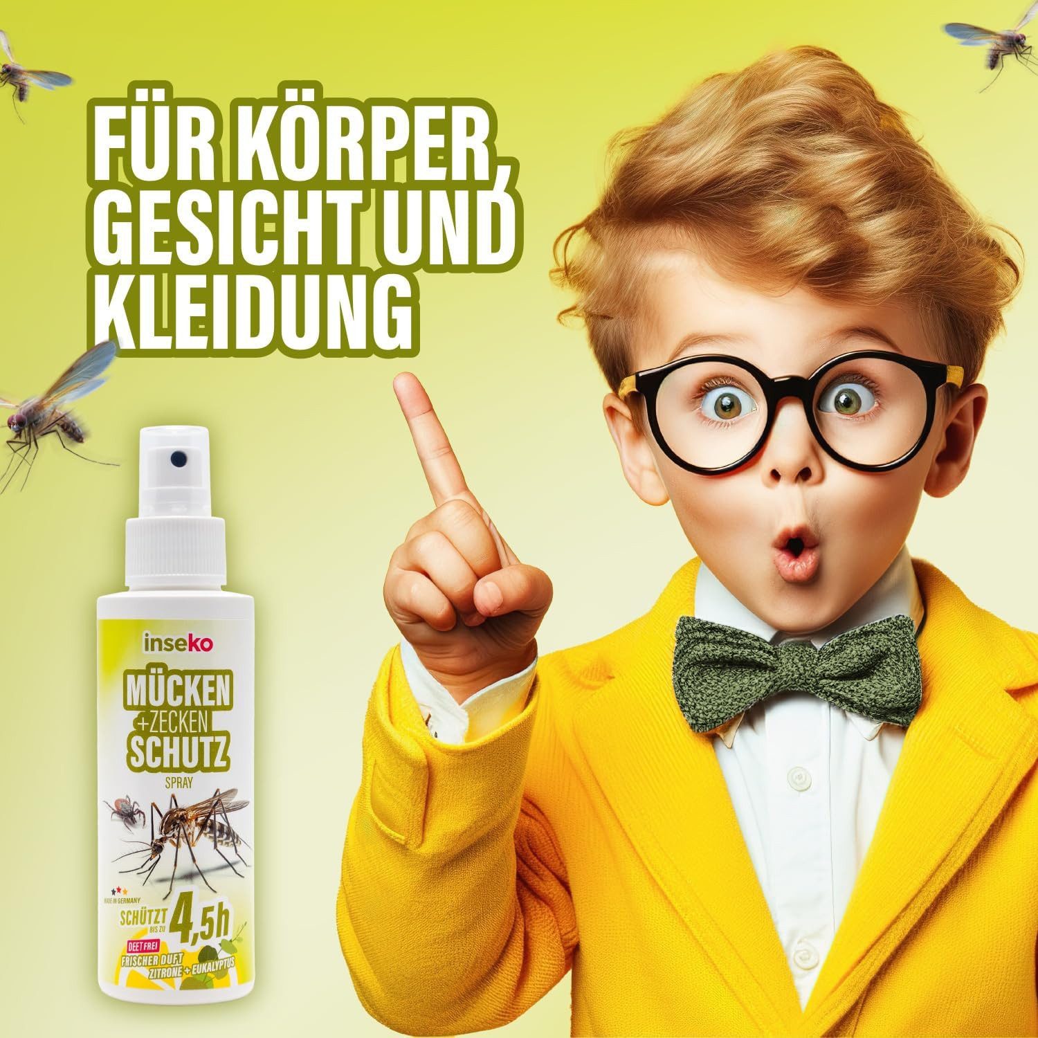 Inseko Insektenschutz-Spray 1x inseko Mücken- & Zeckenschutz Spray I DEET frei, Insektenschutz für Haut und Kleidung