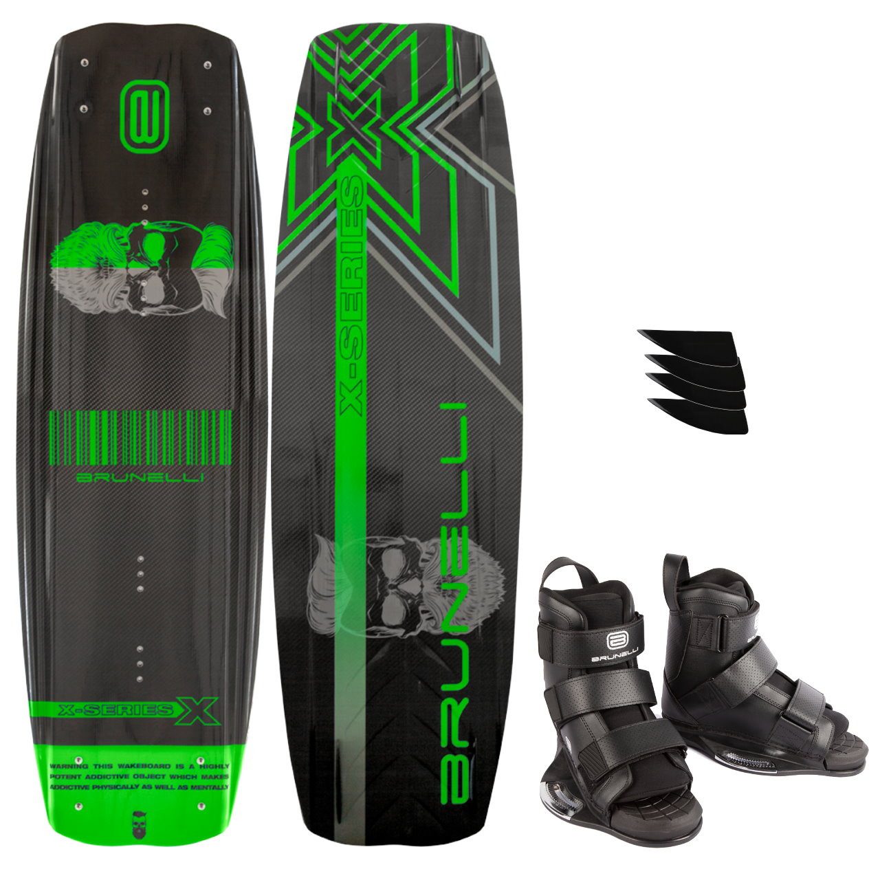 SUP-Board BRUNELLI CARBON Wakeboard SET 138 cm Wake Binding Wakeboardbindung