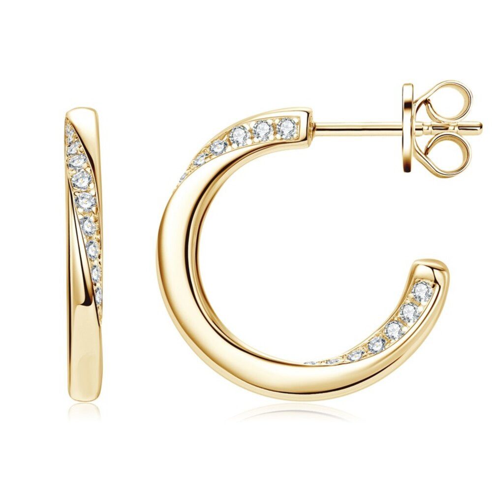 ROUGEMONT Paar Creolen Moissanit Damen Creolen Ohrringe 925 Silber 18K Gold günstig online kaufen