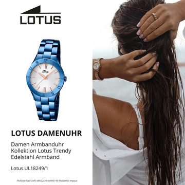 Lotus Quarzuhr Lotus Damen Uhr Fashion L18249/1, Damen Armbanduhr rund, Edelstahlarmband blau