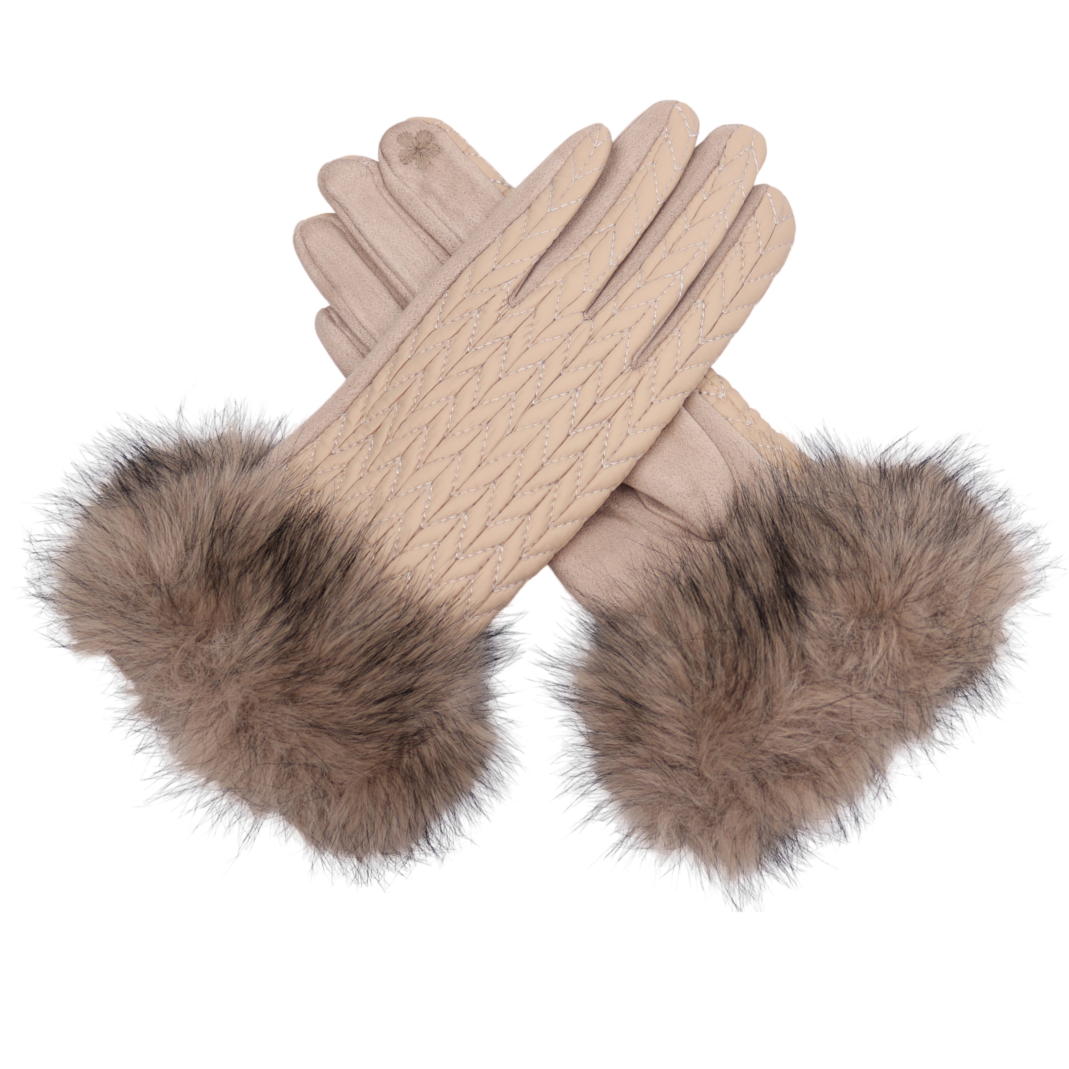 MIRROSI Fleecehandschuhe Stepp Handschuhe gefüttert Warm OneSize warm ideal für Herbst oder Winter