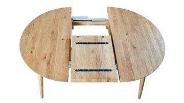 Massivart® Esstisch MATTI 120 cm x 120 / rund / ausziehbar /Wildeiche geölt, Tischplattenstärke 25 mm / Massivholztisch