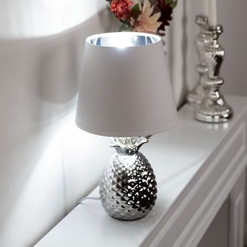 etc-shop Tischleuchte, Tisch Lampe Stoff Ess Zimmer Beleuchtung Lese Leuchte Ananas Muster im