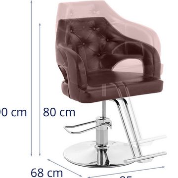Physa Armlehnstuhl Friseurstuhl mit Fußstütze EGHAM BROWN 470 - 570 mm höhenverstellbar
