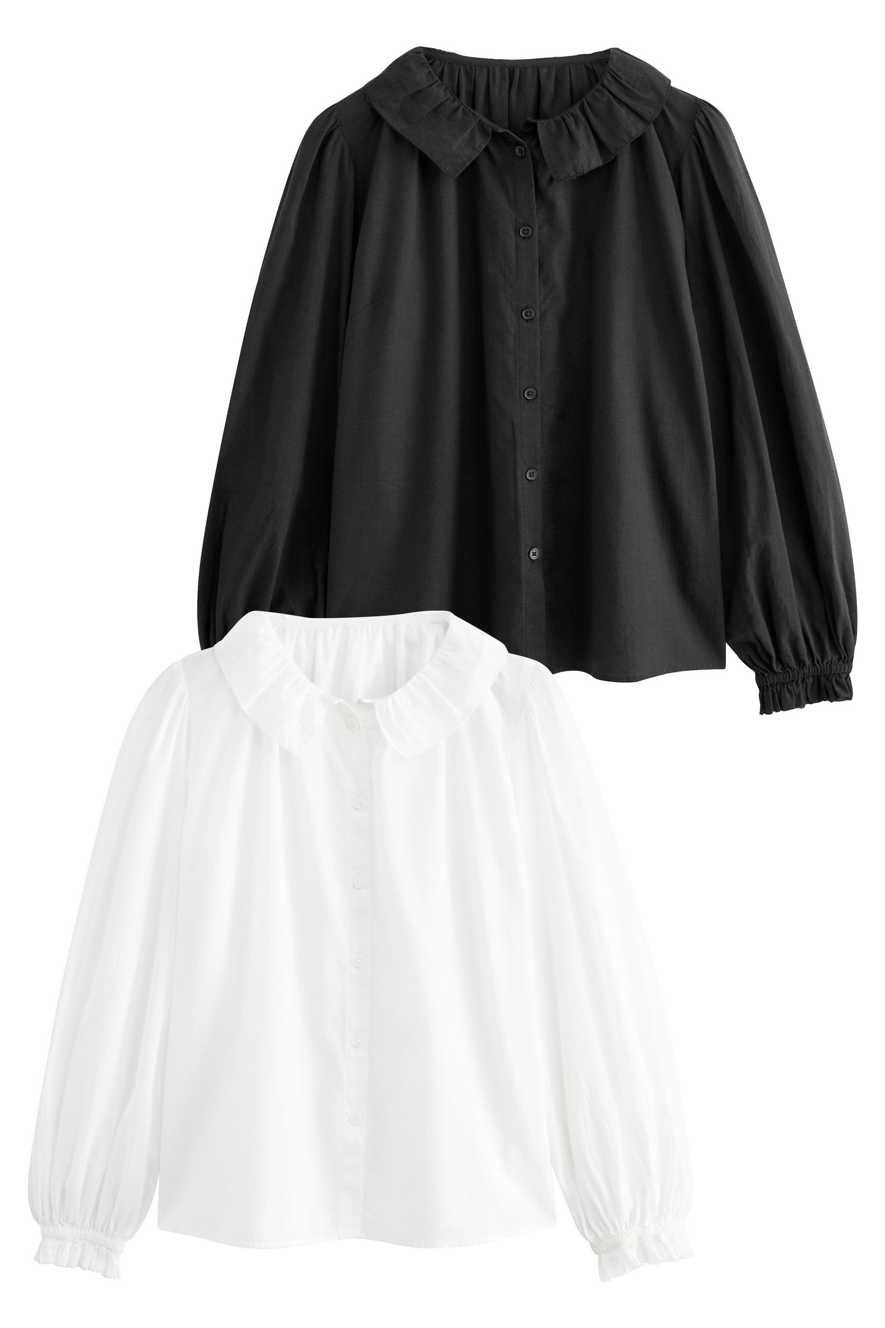 Langarmbluse 2er-Pack The Set Bluse aus Baumwollvoile