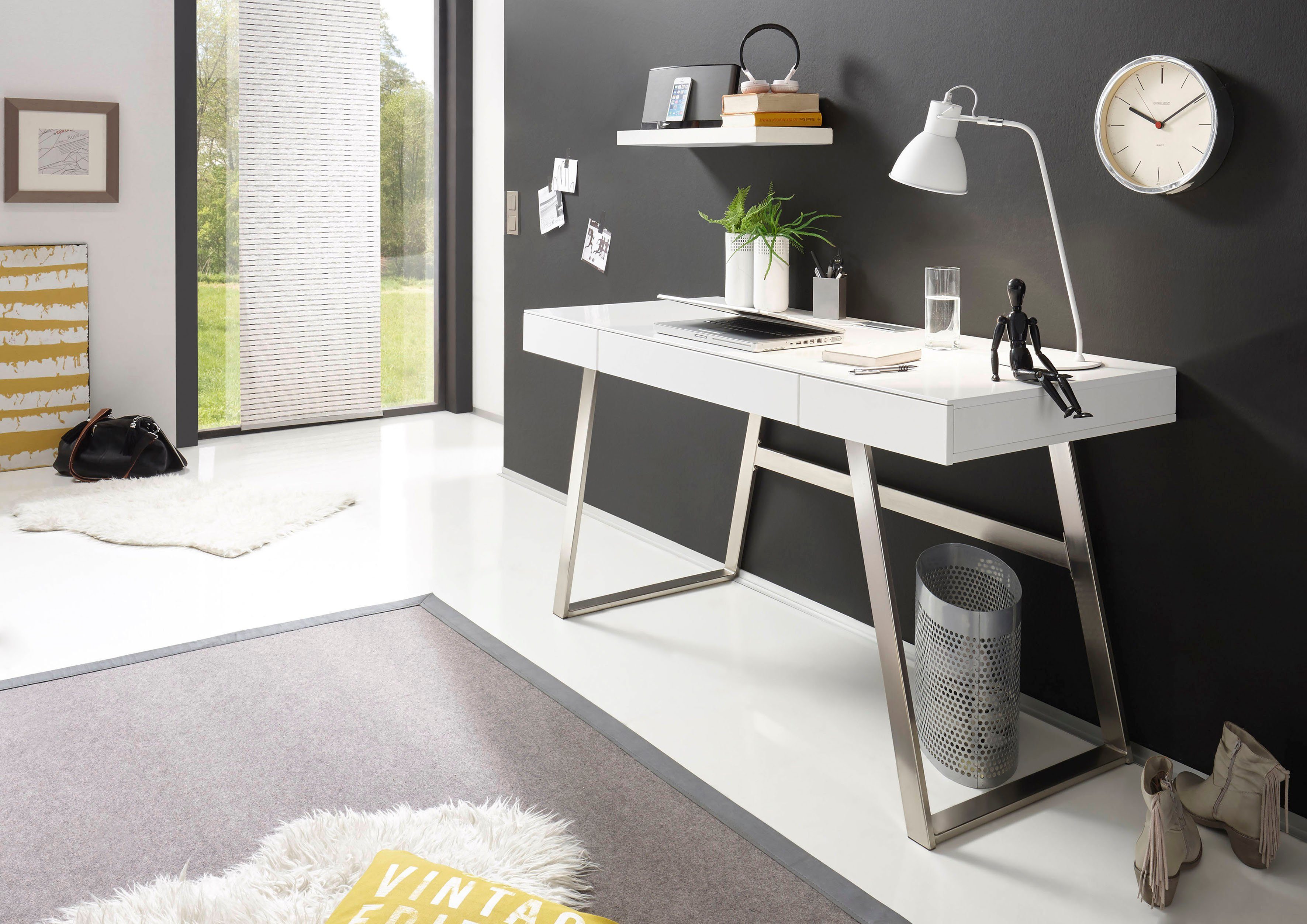 MCA furniture Schreibtisch Aspen, cm mit 140 weiß push open, matt,Schubladen Breite to