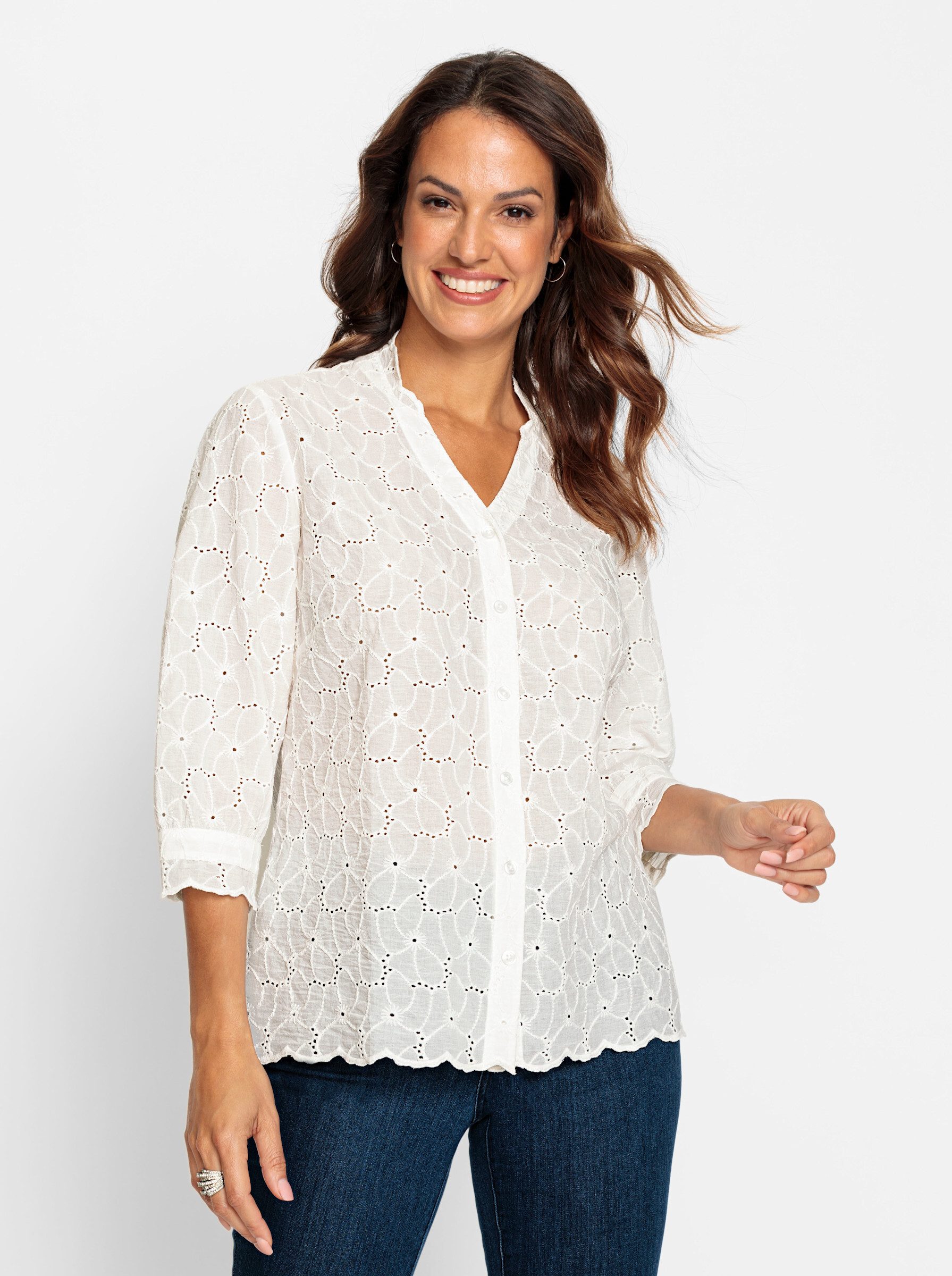 Klassische Bluse Spitzenbluse
