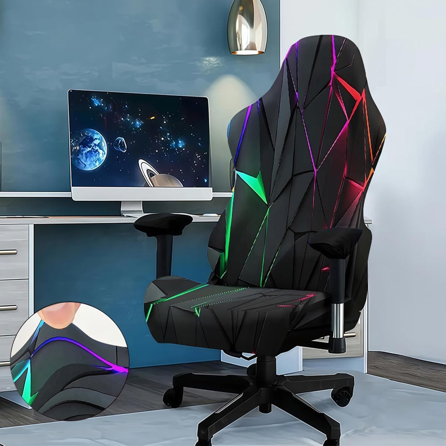 Agger Stuhlhusse Gaming Stuhlbezug Stretch – Universeller Gamingstuhl Bezug, Elastischer Bürostuhlbezug, Waschbar & Rutschfest – Bild 5 von 5