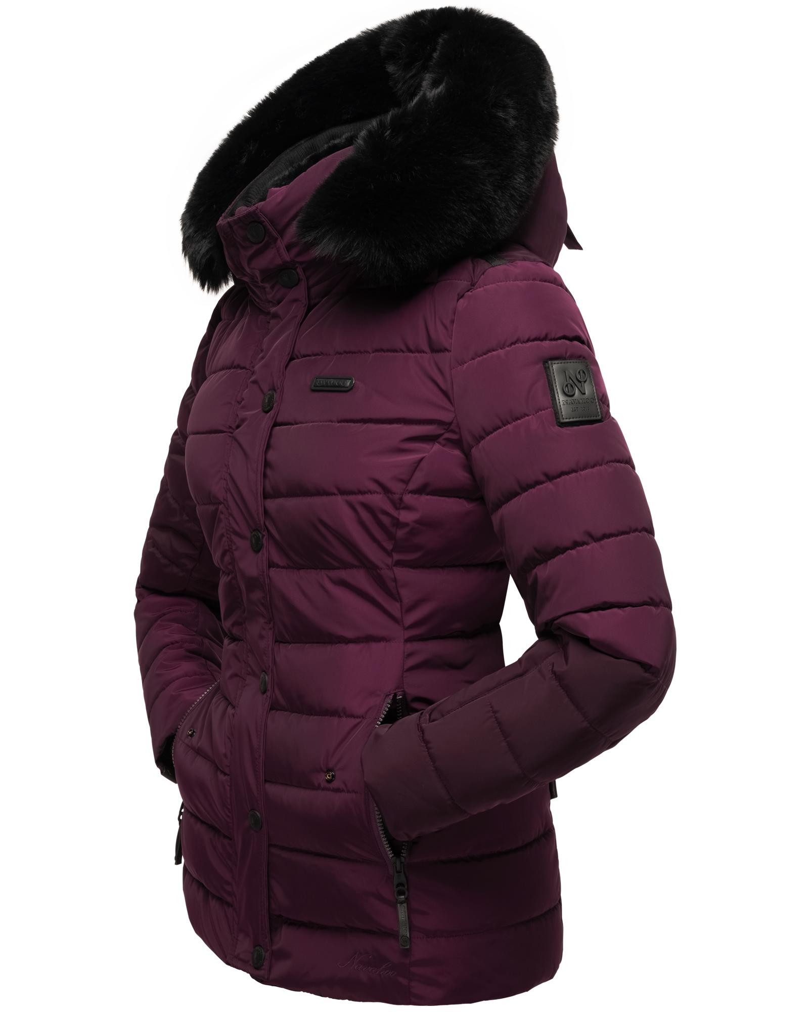 Navahoo Steppjacke Milianaa Edle Winterjacke mit weicher Kunstfell-Kapuze – Bild 5 von 5