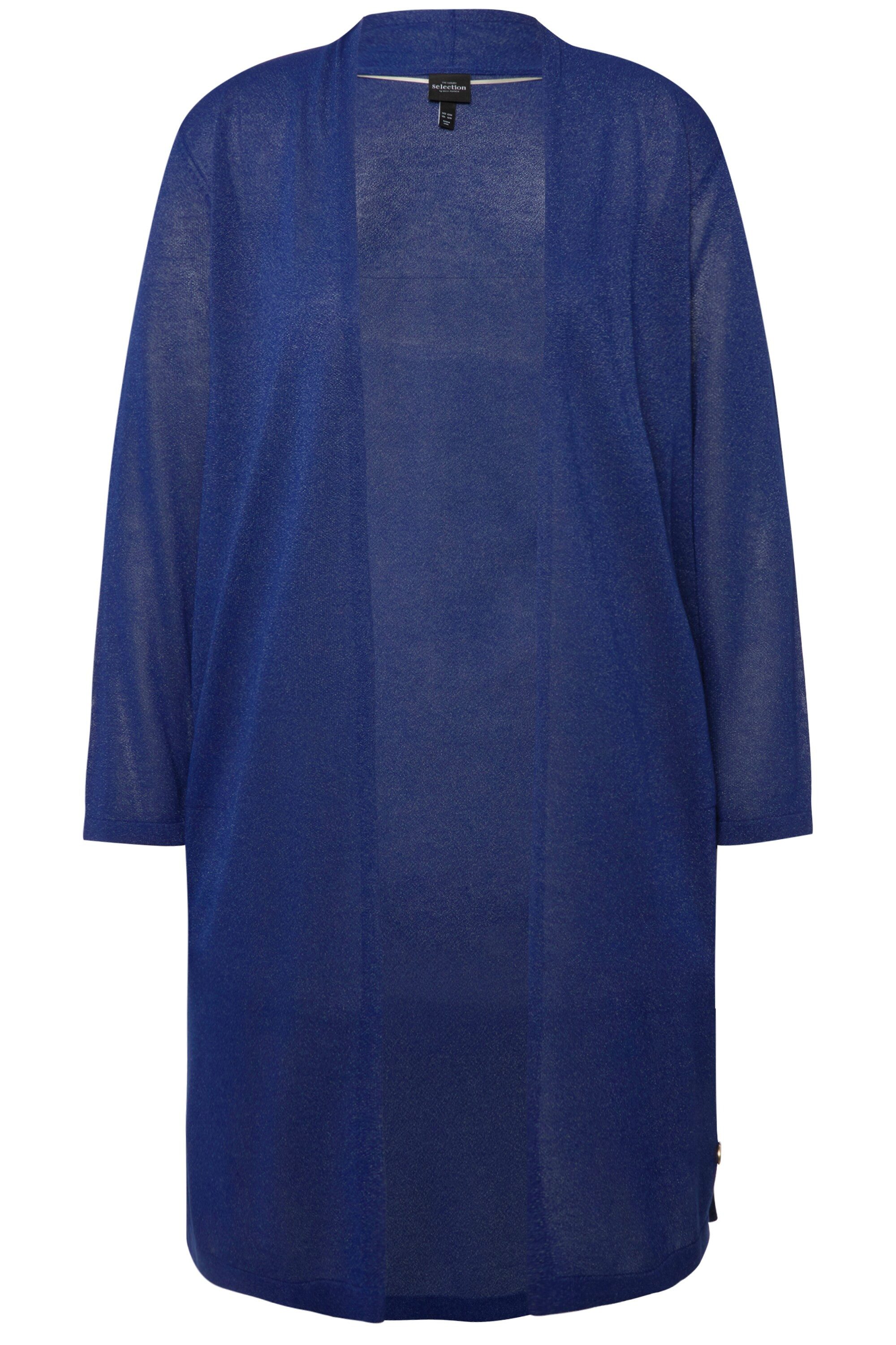 Ulla Popken Langjacke Long-Strickjacke Glitzer Stehkragen V-Ausschnitt