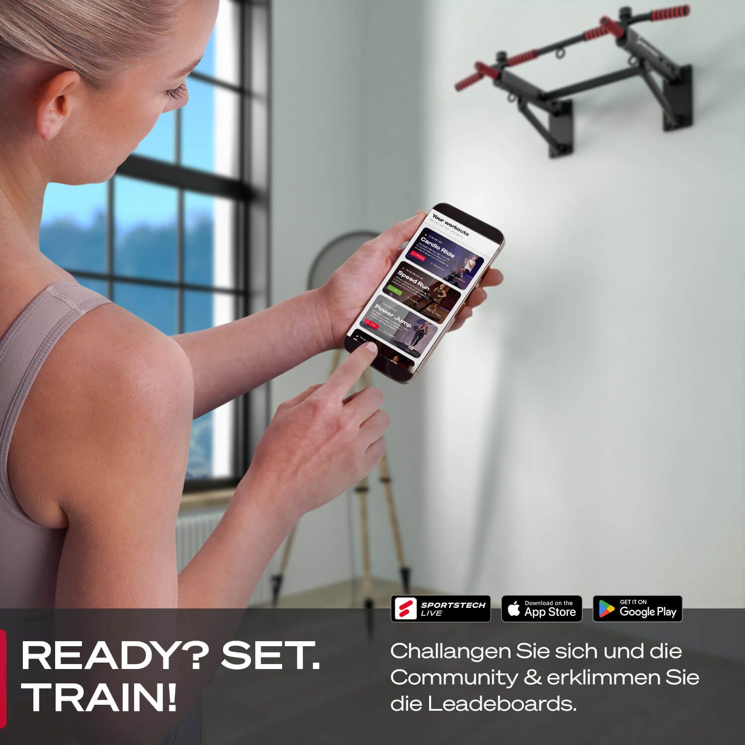 Sportstech Klimmzugstange KS350, Multifunktional, Schaumstoffgriff