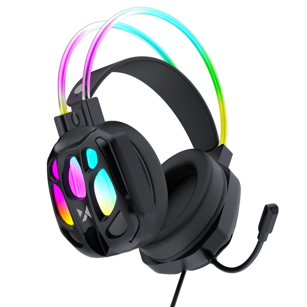 Wozinsky WSG-1118 Gaming-Headset (50-mm-Treiber, RGB, 360°-Mikrofon, Memory-Schaum, 3,5-mm-Klinke)