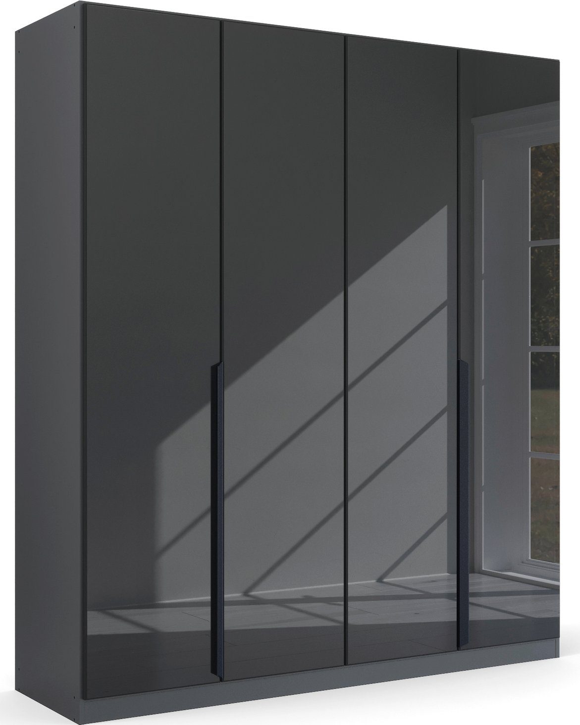 rauch Drehtürenschrank Kleiderschrank Schrank Garderobe Ankleide MODERN BY QUADRA SPIN (Breiten: 181/226/271 cm, Höhe 210 cm) mit hochwertiger Glasfront und Stangengriff MADE IN GERMANY