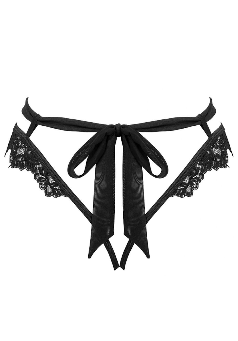 Obsessive Tanga Setilla Tanga mit Schleife - schwarz (1-St) offener Schritt
