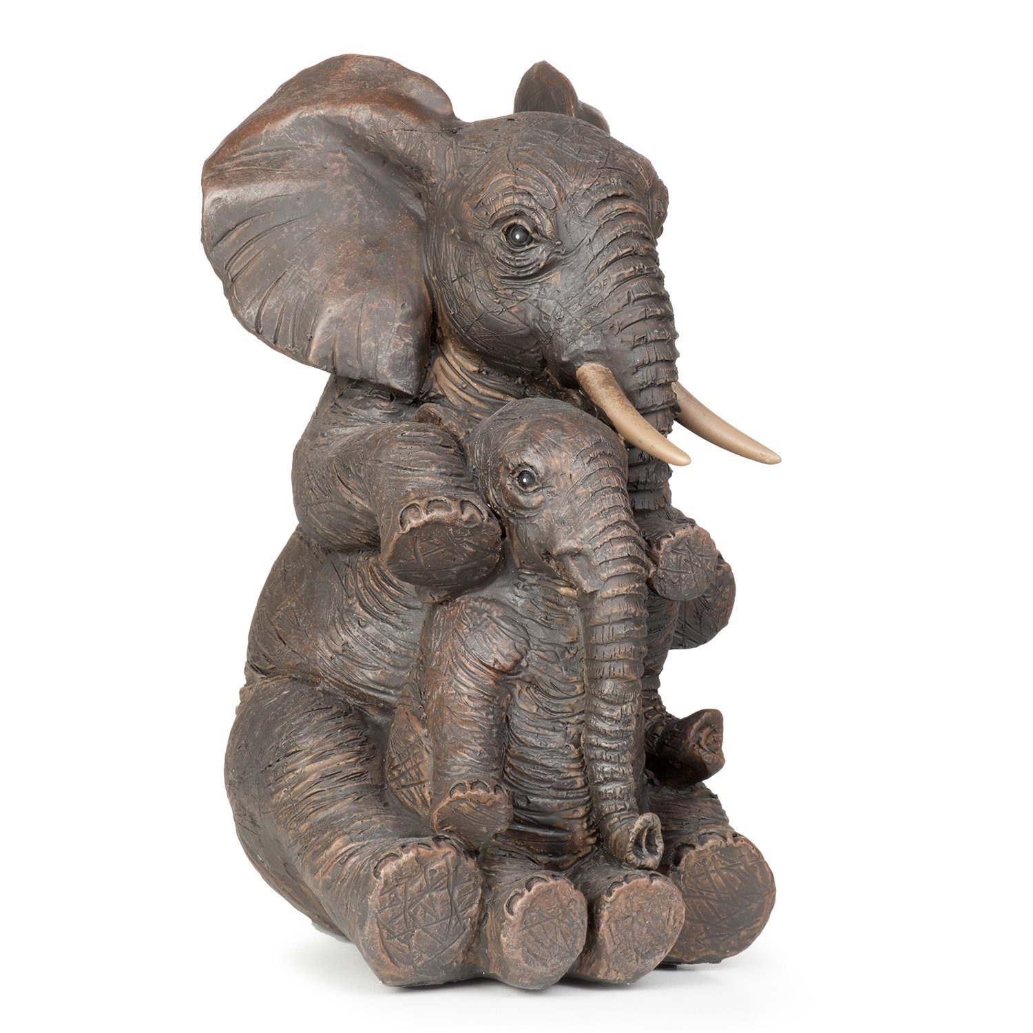 sitz Polyresin, Deko-Figur Dekoration aus Dekofigur Dekofigur bei Figuren Polyresin Elefantenbaby den in Moritz Dekoelement aus Mutter Armen