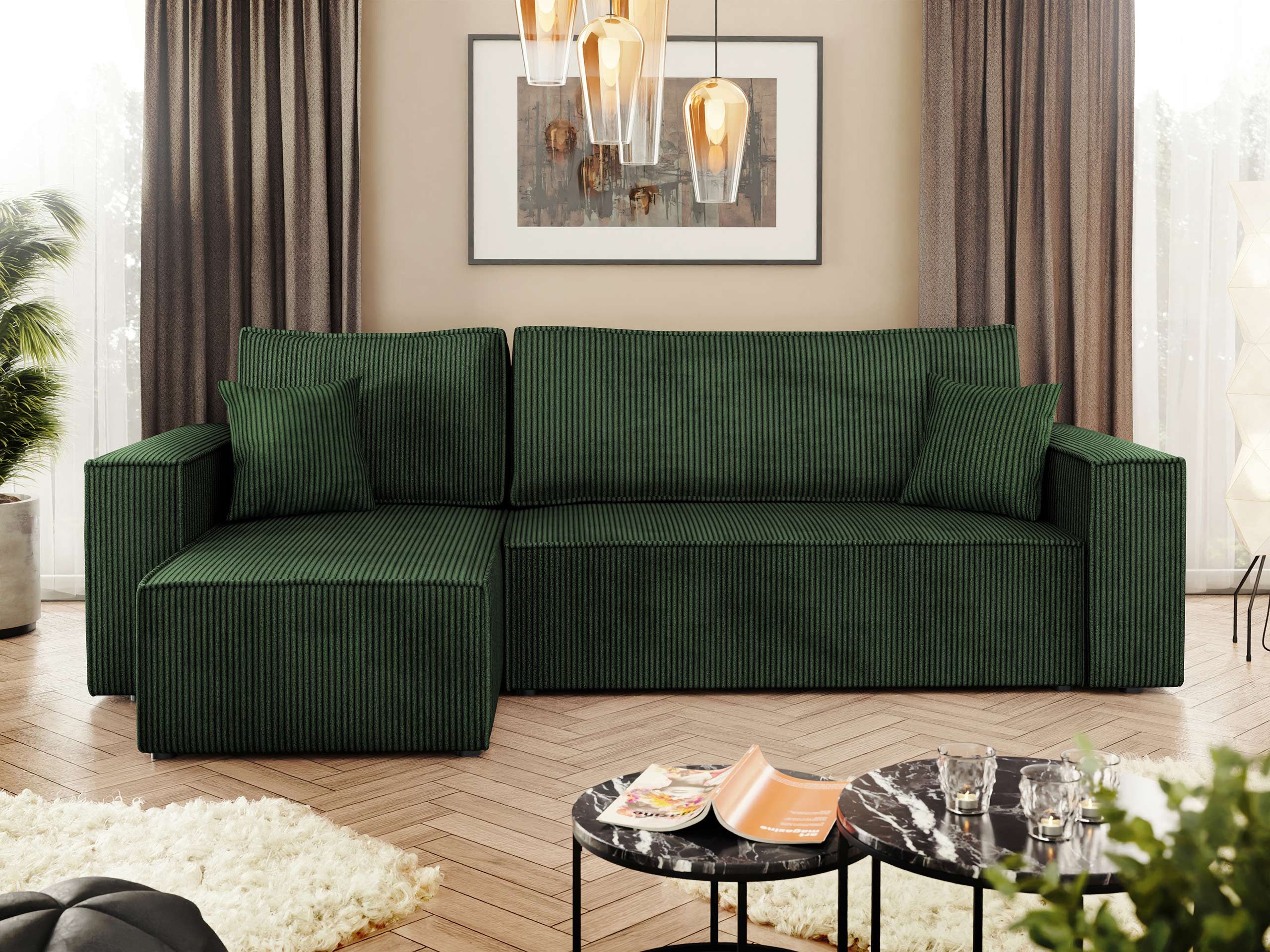 MIRJAN24 Ecksofa Karl Cord, mit Bettkasten und Schlaffunktion, Ottomane universal, Dekorative Kissen-Set