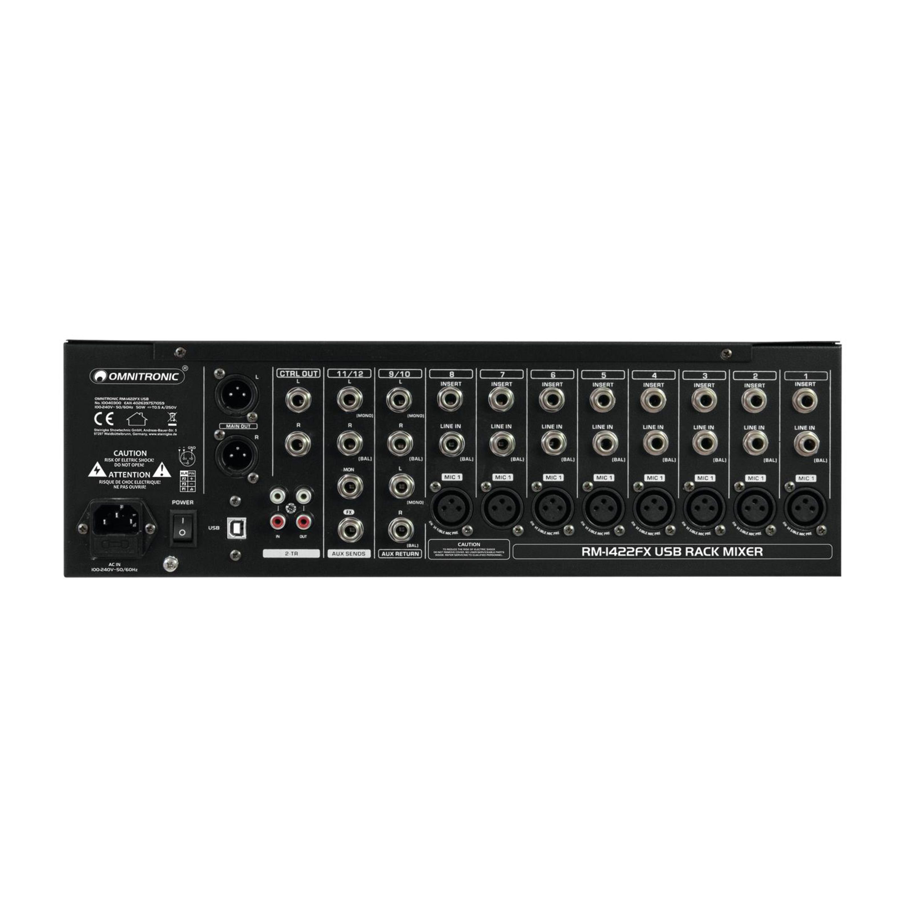 Omnitronic Mischpult, (RM-1422FX USB, PA Mischpulte, Rackmixer), RM-1422FX USB - 19" Rackmixer