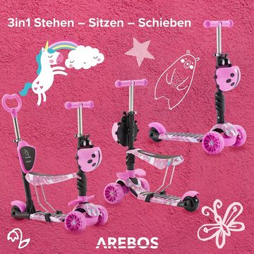 Arebos Scooter Kinder Cityroller, Tretroller, LED-Räder