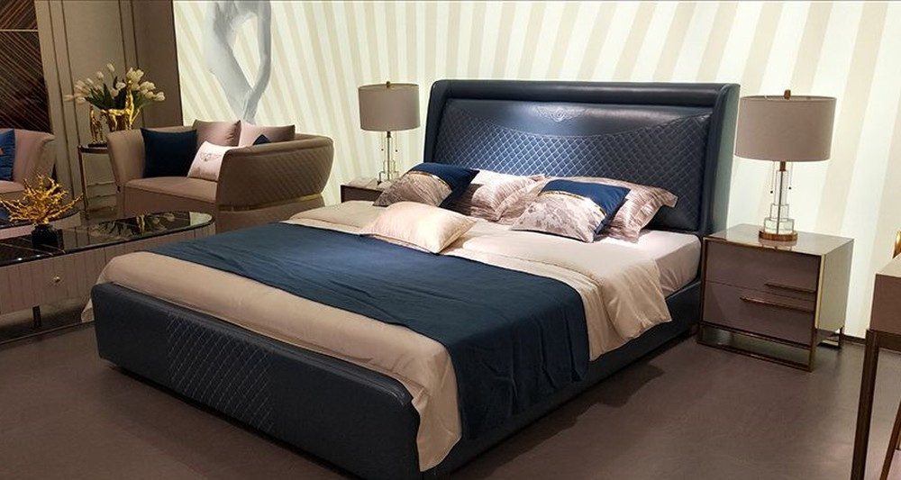 Xlmoebel Polsterbett Luxuriöses Polsterbett aus Samtleder in elegantem Design (1-tlg., Bett), Hergestellt in Europa