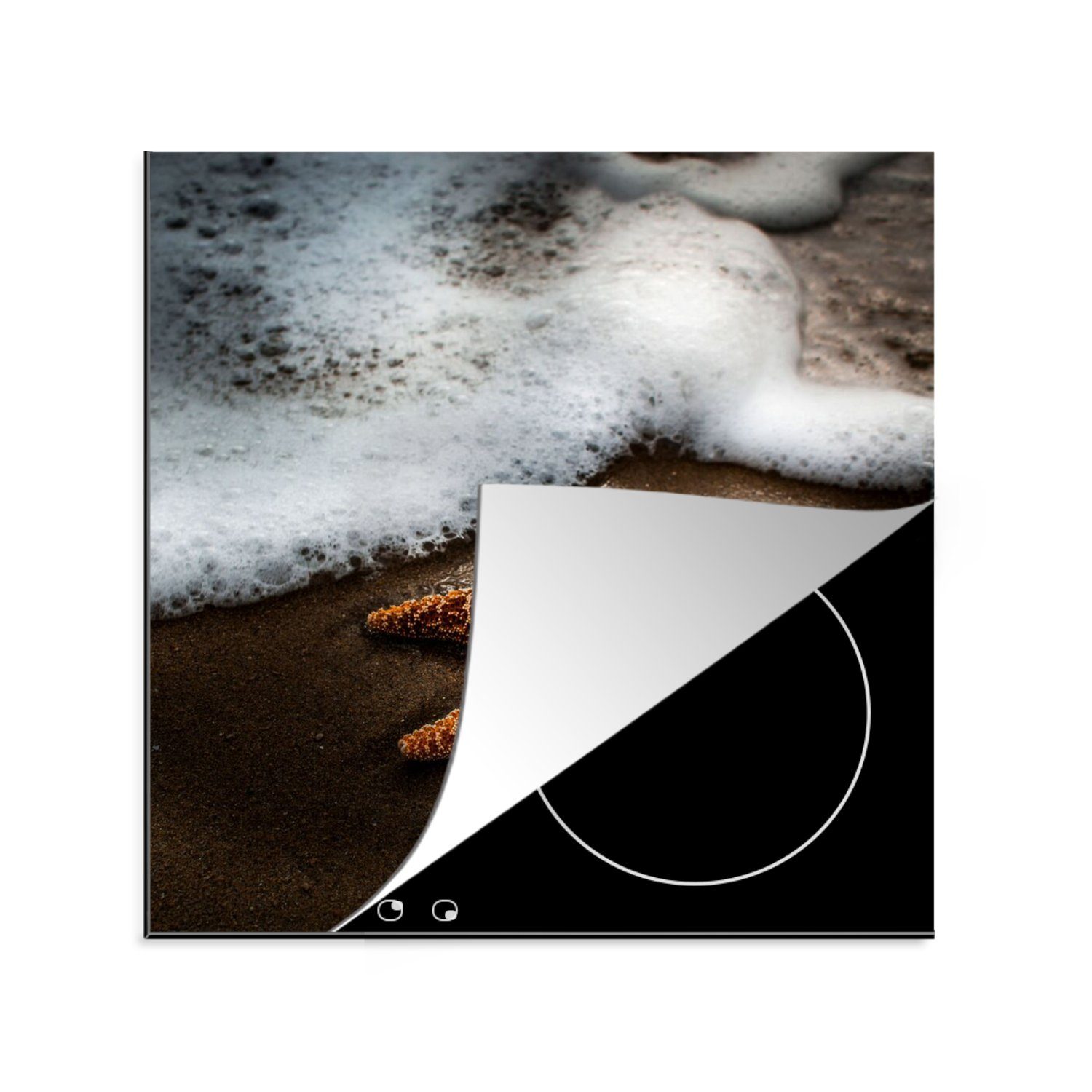 - - Seesterne für küche Arbeitsplatte (1 Wellen, cm, Vinyl, tlg), Sand Ceranfeldabdeckung, MuchoWow Herdblende-/Abdeckplatte 78x78