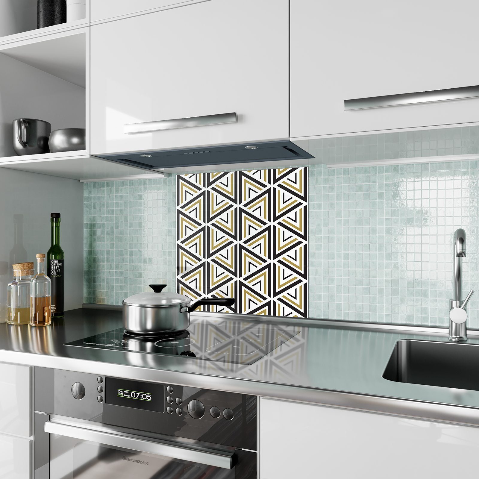 geometrisches Muster Motiv Küchenrückwand mit Spritzschutz Glas Küchenrückwand Primedeco