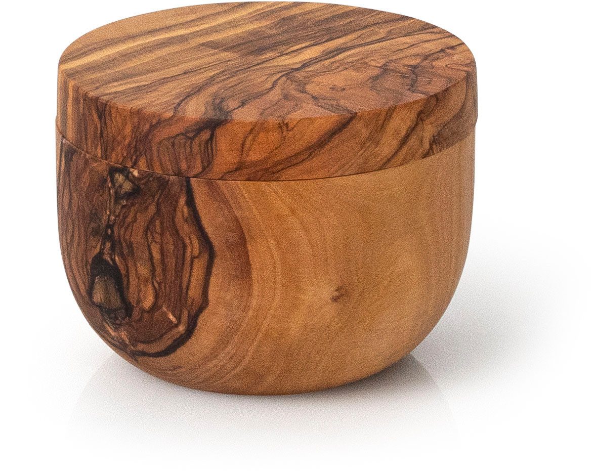 Continenta Vorratsdose edle Dose aus Olivenholz, Ø ca. 9,5 cm, Olivenholz, (1-tlg), jedes Stück ein Unikat