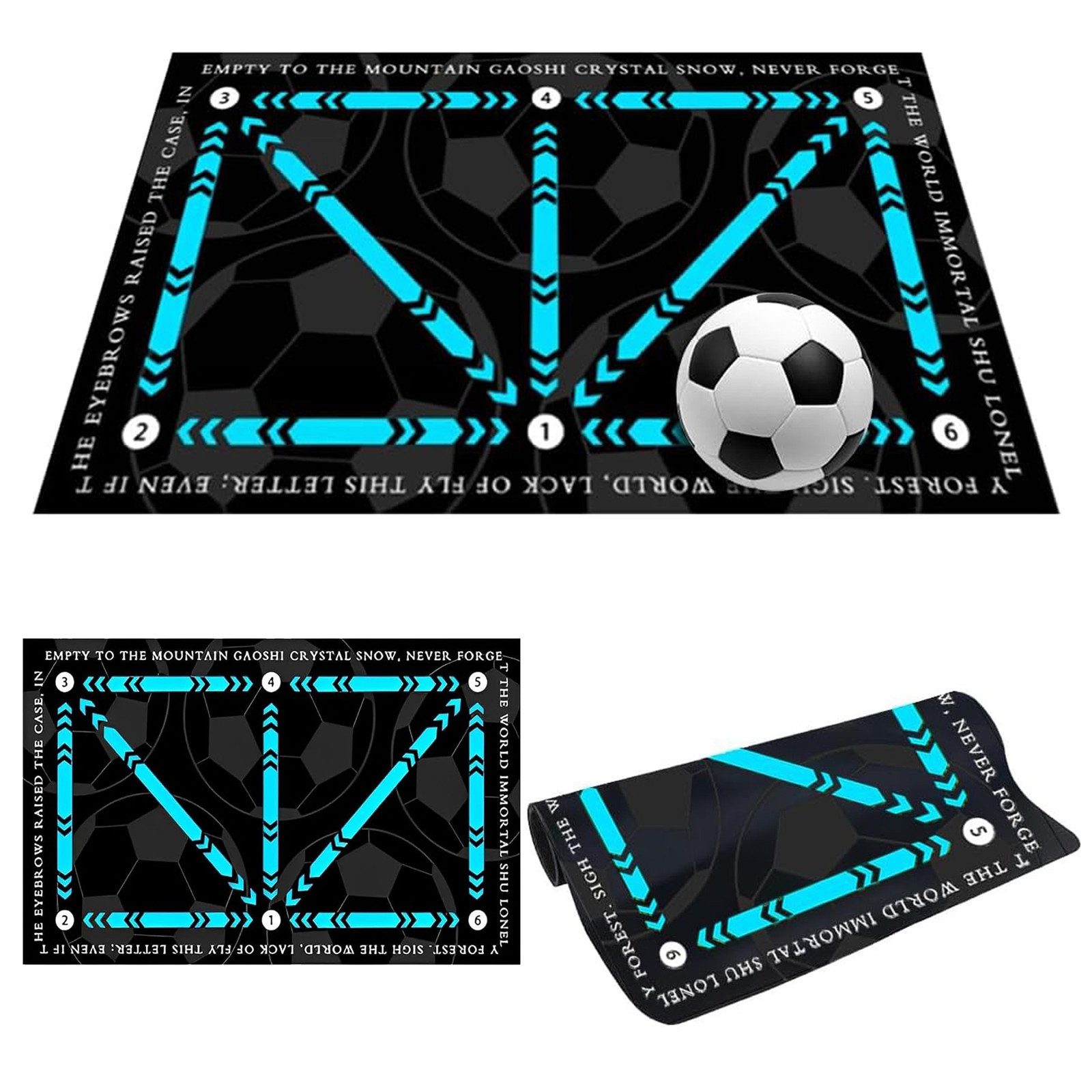 OKWISH Bodenmatte Fußballmatte Fussballmatte Training 60x90 cm Trainingsmatte (Rutschfeste Stoßdämpfende Fussball Trainingszubehör, 1-St., Dribbling Push-Pull-Training und Techniktraining), Kinder Erwachsene Ballkontrollmatte für Zuhause Koordination Fitness