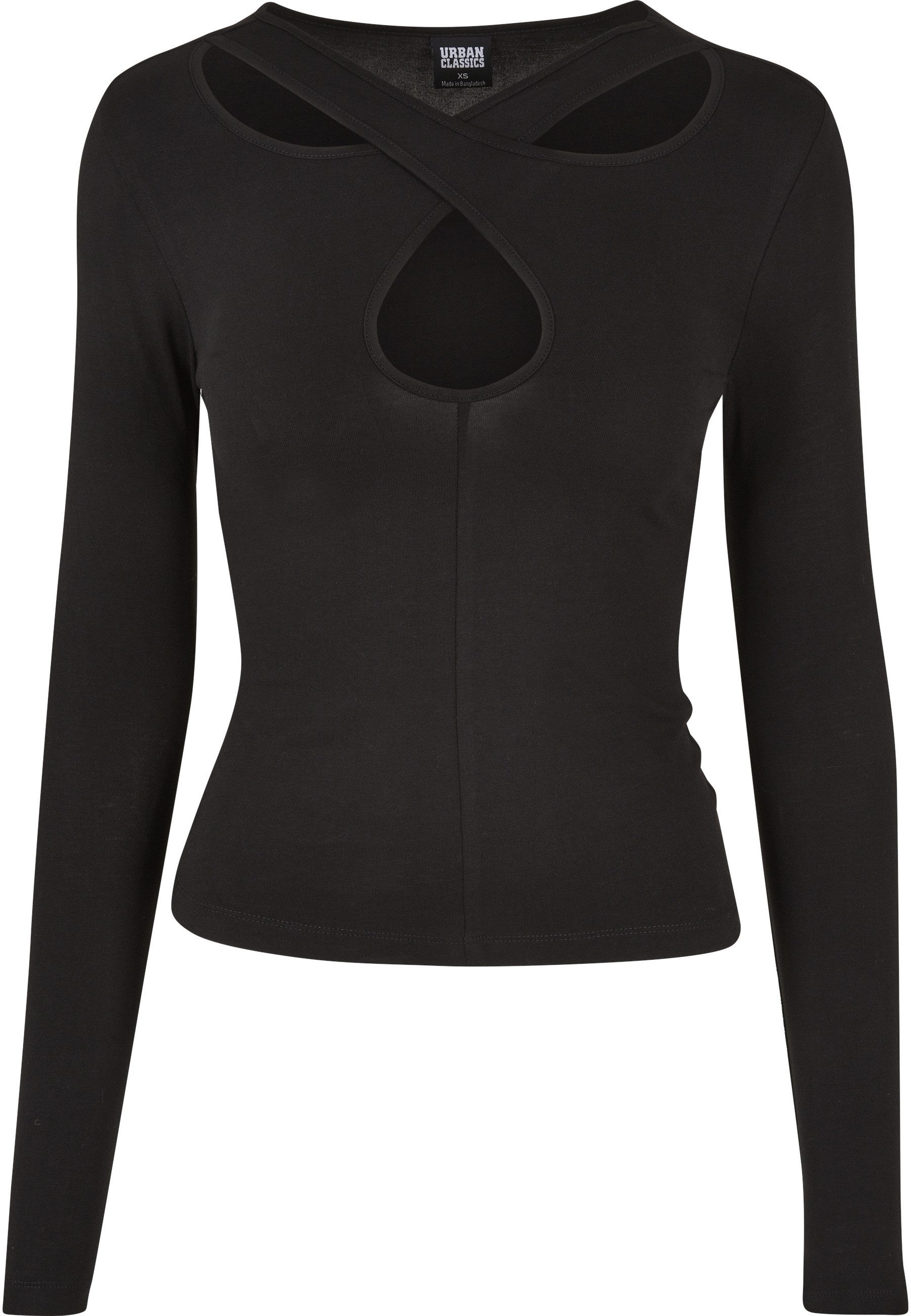 URBAN CLASSICS Langarmshirt Urban Classics Damen Ladies Crossed Cut Out Longsleeve (1-tlg)