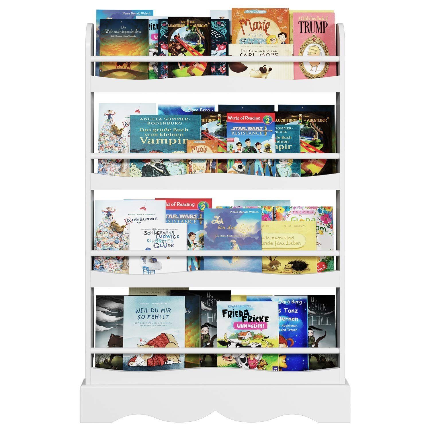 Homfa Bücherregal, Kinder-Bücherregal Kinderregal mit 4 Ablagen Wandregal