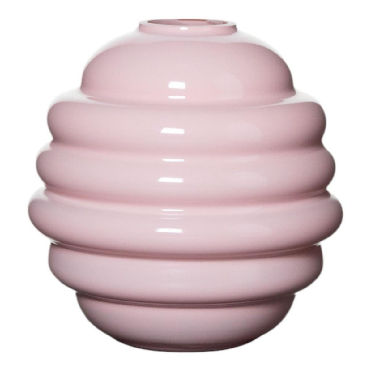 INNA-Glas Dekovase Dekovase VANCOFE, mit Rillen, hellrosa, 21cm, Ø20cm