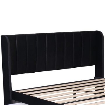 REDOM Polsterbett Doppelbett Stauraumbett Bett mit Lattenrost ohne Matratze (140 x 200 cm), Schlichter und stilvoller Samt-Look
