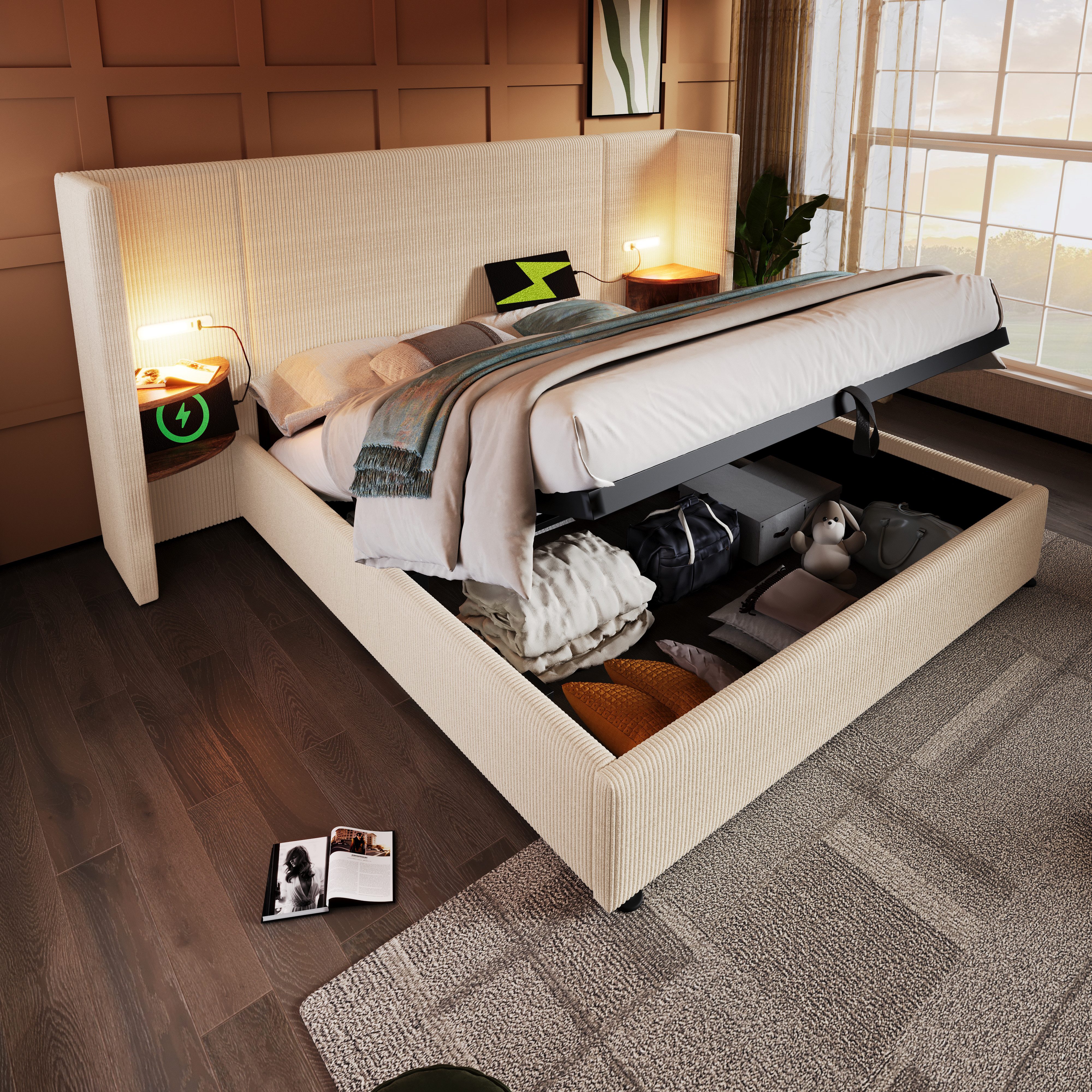 Ulife Polsterbett Doppelbett Stauraumbett Hydraulisches Funktionsbett günstig online kaufen