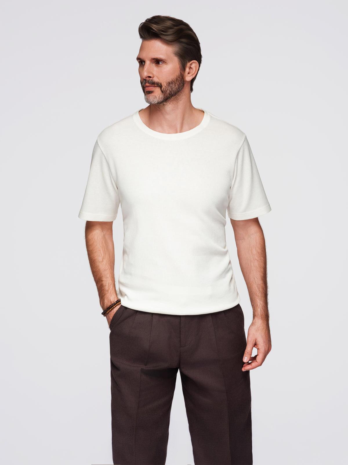 OMBRE T-Shirt T-Shirt mit Waffelstruktur und Rundhalsausschnitt günstig online kaufen