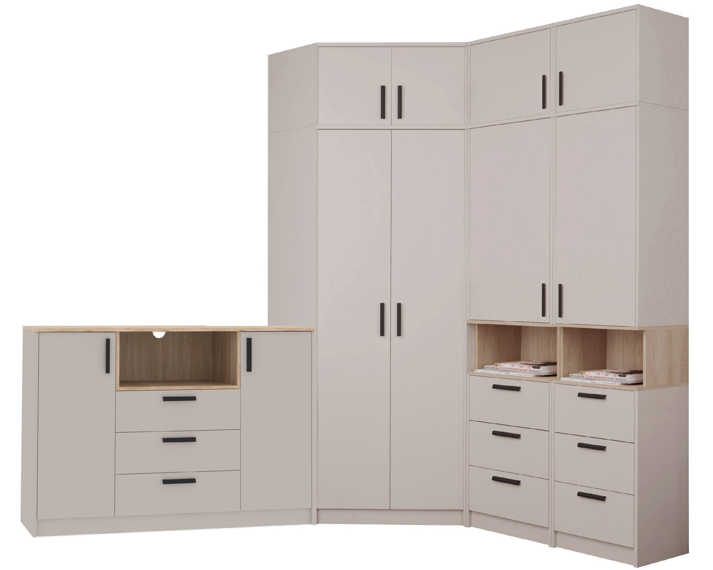 Marmex Möbel Mehrzweckschrank-Set Grant Set 35 C Garderoben-Set Schlafzimmer-Set, (7-St), Soft-Close-Türen, Vollauszug der Schubladen