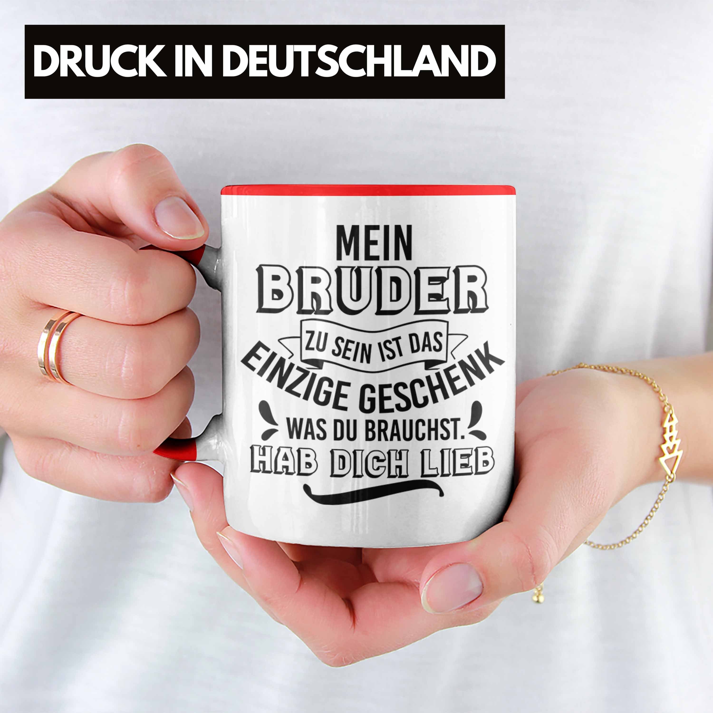 Geschenk Trendation Geschenkidee Tasse Bruder Geburtstag Trendation Schwester Rot Spruch Lustiger an Tasse Kaffeetasse -