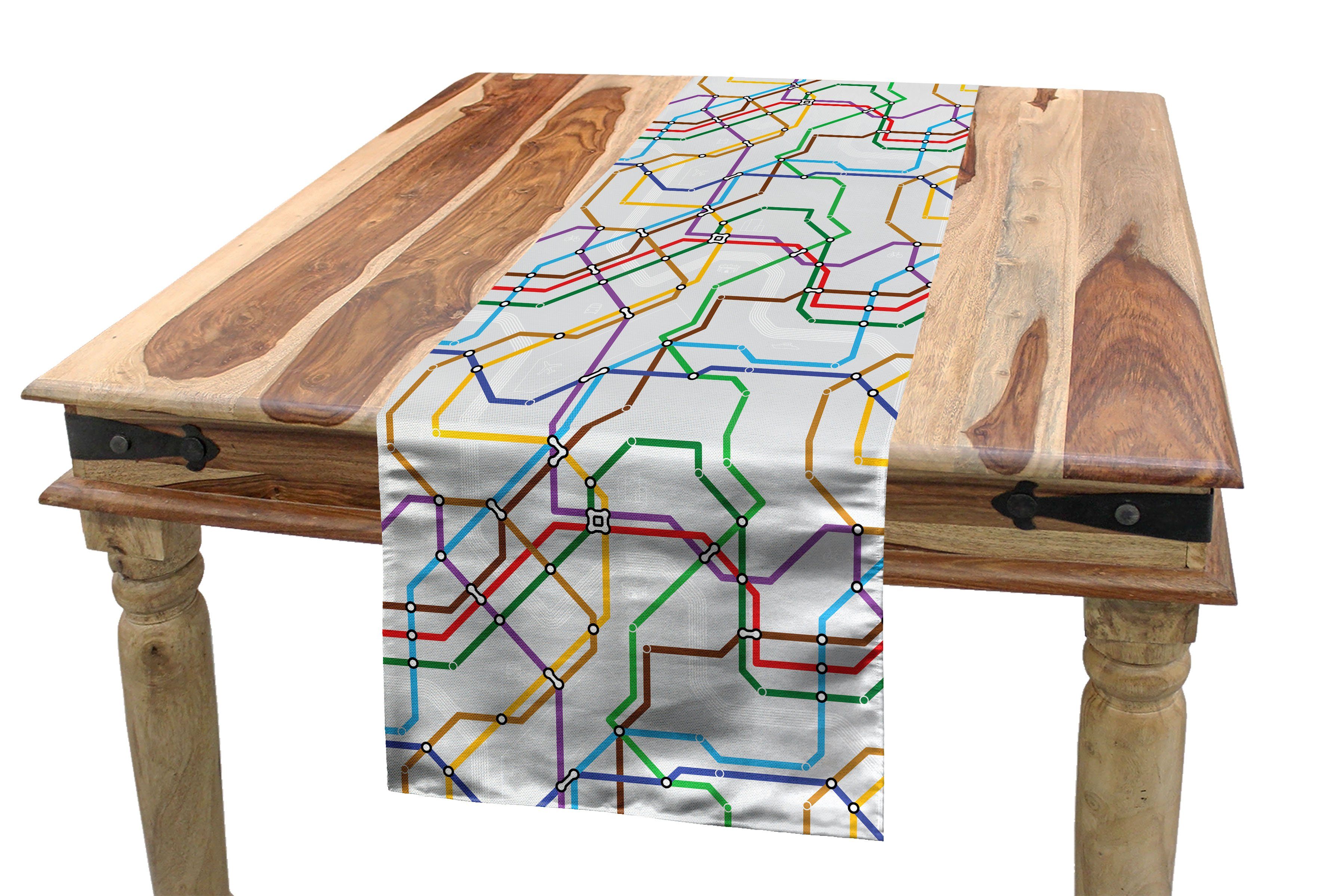Abakuhaus Tischläufer Esszimmer Küche Rechteckiger Dekorativer Tischläufer, Karte Vibrant Striped Metro Strecke