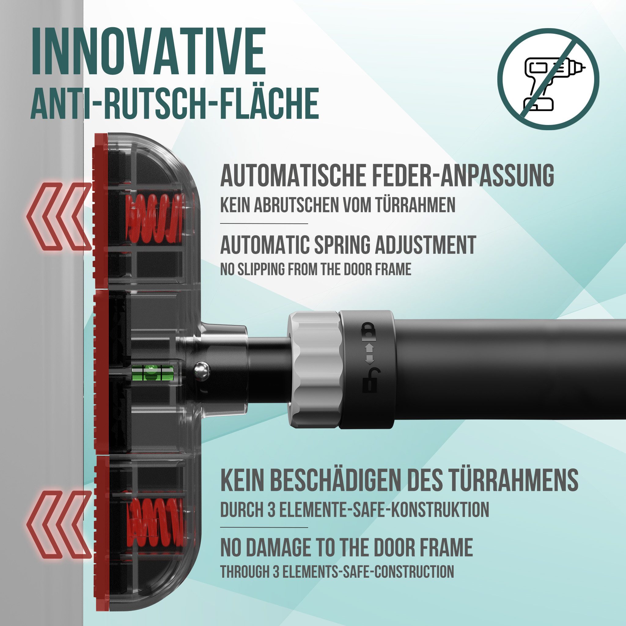 Pullup & Dip Klimmzugstange Klimmzugstange Türrahmen Teleskop (1-tlg) – Bild 5 von 5
