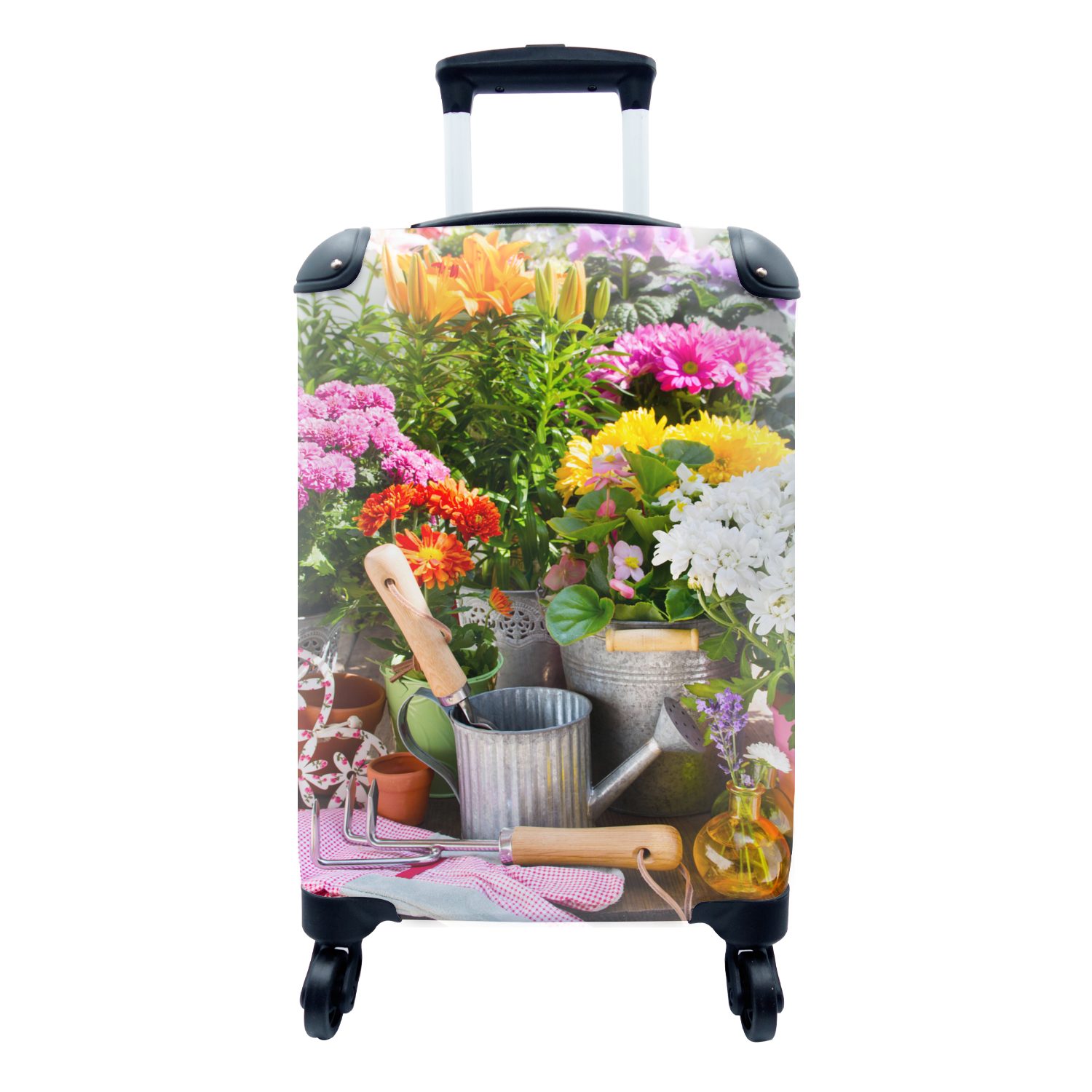 MuchoWow Handgepäckkoffer Gartengeräte - Blumen - Frühling, 4 Rollen, Reisetasche mit rollen, Handgepäck für Ferien, Trolley, Reisekoffer